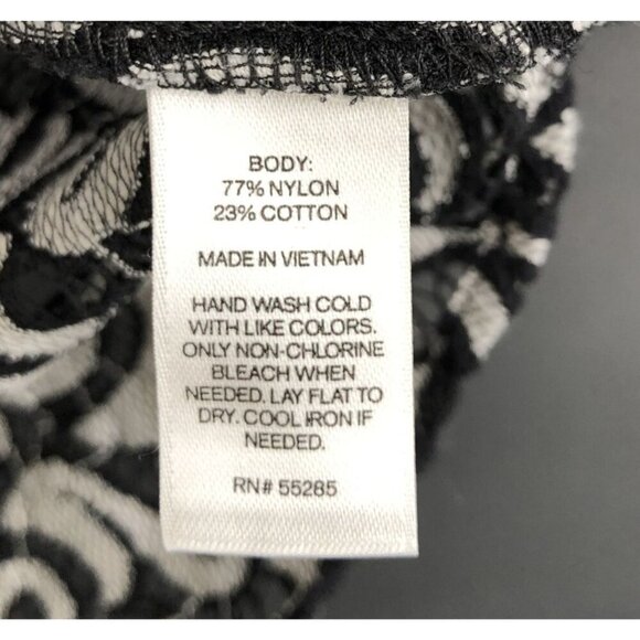 Express Women's Lace Overlay Short Sleeve Top XS Black and White Statement Top - Picture 6 of 9